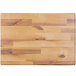 An Elite Global Solutions faux wood rectangular riser on a wood surface.