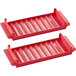 A package of two red plastic Controltek USA coin trays with holes in them.