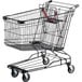 A black Regency Supermarket shopping cart with wheels and a red seat belt.