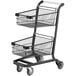 A black Regency shopping cart with two baskets on wheels.