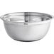 A silver stainless steel Choice mixing bowl with a white silicone bottom.