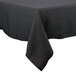 A black Intedge square tablecloth with a folded edge on a table.