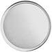 A round silver aluminum pizza pan.