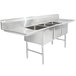 A Regency stainless steel 3 compartment sink with 2 drainboards.