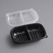 A black and clear plastic Choice container with two compartments and a lid.