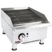 A stainless steel APW Wyott CharRock Lava Rock Charbroiler on a counter.