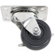 A metal and rubber swivel plate caster for a freezer.