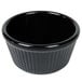 A black fluted Thunder Group ramekin with a white background.