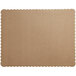A brown rectangular piece of cardboard with scalloped edges.