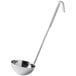 A Choice stainless steel ladle with a gray handle.