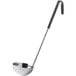 A Choice stainless steel ladle with a black handle.