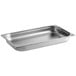 A silver rectangular stainless steel tray with a lid inside.