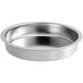 A silver stainless steel bowl for an Acopa Voyage chafer on a white background.