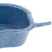 A blue plastic bowl with a handle.