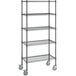 A Steelton black wire shelving unit with 5 shelves and casters.