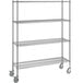 A Steelton wire shelving unit with wheels.