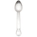 A Vollrath Jacob's Pride stainless perforated spoon with a white handle.