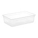 A clear plastic Vigor food pan with a lid.