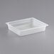 A translucent white plastic container with a lid.