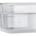 A clear translucent Vigor polypropylene food pan.