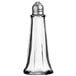 An American Metalcraft glass salt shaker with a silver Eiffel Tower lid.