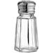 An American Metalcraft clear glass salt shaker with a silver lid.