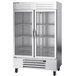 A Beverage-Air Vista Series reach-in refrigerator with glass doors.