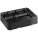 A stack of black Choice heavy-duty melamine compartment trays.