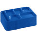 A stack of blue Choice heavy-duty melamine compartment trays.