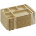 A stack of beige Choice plastic trays with 7 compartments.