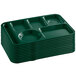 A stack of forest green melamine compartment trays.