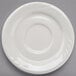 A Tuxton eggshell embossed rim saucer on a white background.