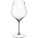 A clear Della Luce Astro wine glass with a stem.