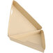 A Sabert cardboard pizza slice box with a triangular top.