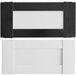 Two black rectangular candy boxes with a white strip.