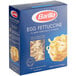 A blue box of Barilla Egg Fettuccine Pasta on a white background.