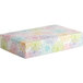 A rectangular white 2-piece candy box with colorful flowers on it.
