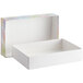 A white 2-piece candy box with a colorful spring print design on the lid.