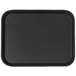 A black rectangular Cambro fast food tray with a textured surface.