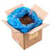 A blue bag of brown Dutch cocoa powder inside a cardboard box.
