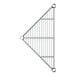 A Regency chrome triangle shelf with metal wire grid.