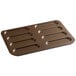 A brown baking tray with eight rectangular compartments.