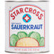 A #10 can of Star Cross sauerkraut with a white label with red and blue text.