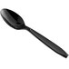 A black Solo Impress plastic teaspoon with a long handle.