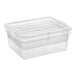 A clear plastic Vigor food storage container with a lid.