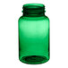 A green PET packer bottle with a white background.