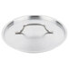 A silver Vollrath stainless steel lid with a metal handle.