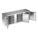 A stainless steel Beverage-Air back bar refrigerator with open solid doors.