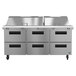 A Hoshizaki stainless steel kitchen counter with six drawers.