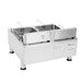 A large rectangular silver APW Wyott commercial countertop deep fryer with two baskets.